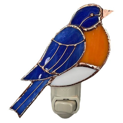 Gift Essentials Bluebird Plug-in Night Light - Stained Glass Nightlight | Bluebird Stained Glass Plug-in Nightlight with On/Off Rocker Switch. Includes One 4-Watt Replaceable Warm-Glow Bulb. - color: Bluebird
