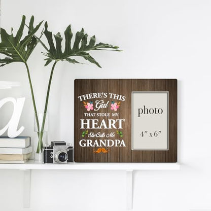 Dumyum Grandpa Wooden Photo Frame,Gift for New Grandpa | Grandkids' Picture Frame (4X6 Inches) - color: HEART