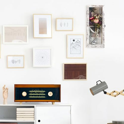 5x12.5 Wall Mounted Shadow Box Frame with Real Glass,White - color: White, size: 5*12.5