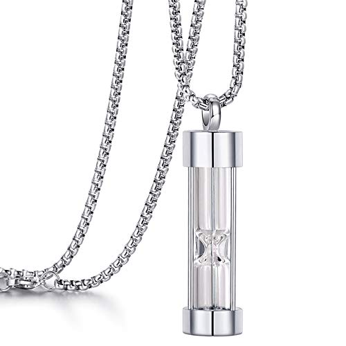 YOUFENG Urn Necklace for Ashes Timeless Hourglass Memorial Pendant Keepsake Cremation Jewelry for Human Pet Ashes - color: Silver