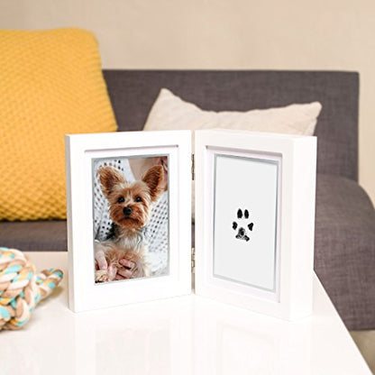 Pearhead Pet Pawprints Desk Picture Frame, Pet Memorial Keepsake, White Photo Frame For Pet, Imprint Kit - color: Pawprints White Tabletop Picture Frame