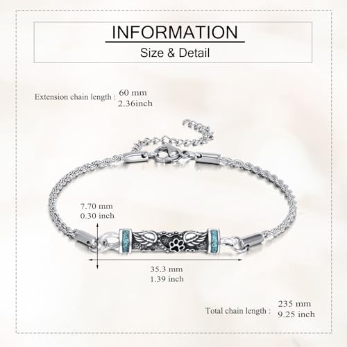 Urn Bracelet For Ashes 925 Sterling Silver Abalone Shell Cremation Keepsake Pendant Locket Bracelet For Women Men - style: Pet Wing