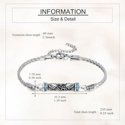 Urn Bracelet For Ashes 925 Sterling Silver Abalone Shell Cremation Keepsake Pendant Locket Bracelet For Women Men - style: Pet Wing