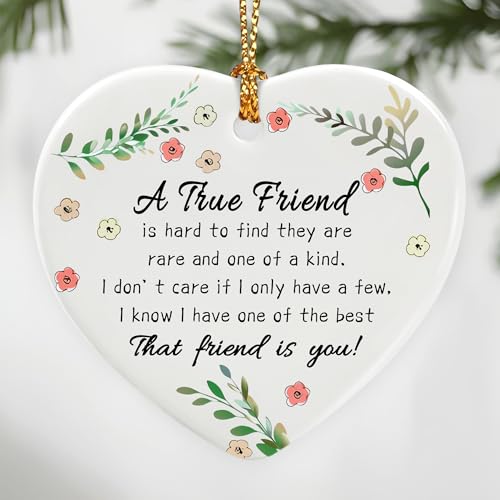 A True Friend is Hard to Find They are Rare and One of a Kind - Birthday, Christmas Friendship Gift | Gifts for Best Friend, Bestie, Female BFF | Ceramic Keepsake, Friendship Christmas Ornament - color: A True Friend