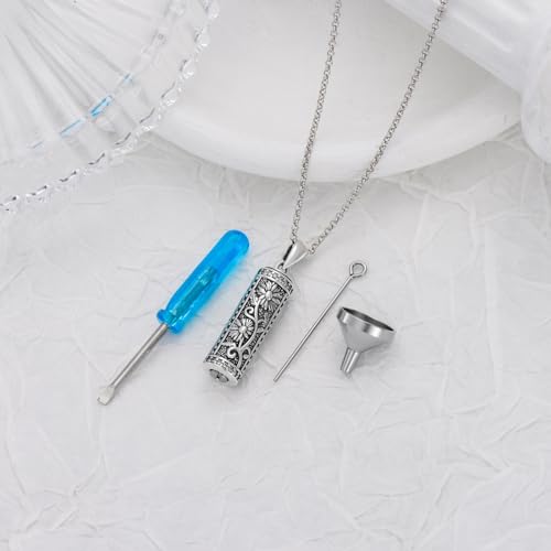 Rose & Daisy Urn Necklace - Sterling Silver Cremation Keepsake Memorial Jewelry - style: Daisy