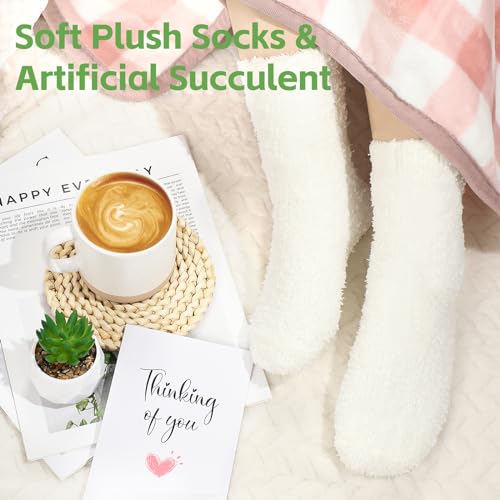 Suhctuptx Get Well Gifts for Women, Feel Better Self Care Package for Women, Get Well Soon Gift Baskets Thinking of You Box Set with Throw Blanket for After Surgery Recovery Sick Friend Cancer Chemo - color: White