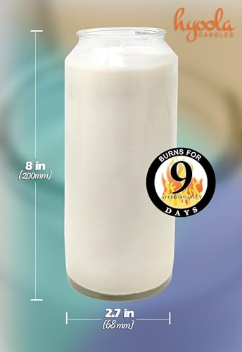Hyoola 9 Day White Prayer Candle in Glass Jar- 3 Pack - Memory Candle for Religious, Memorial, Vigil and Emergency - 100% Vegetable Oil Wax
