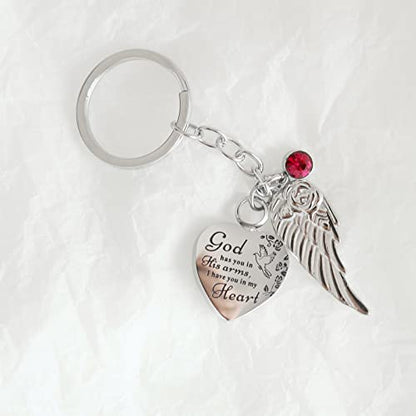 Heart Urn Necklace for Ashes Cremation Jewelry Urn Keychain for Ashes with Birthstone Cremation Keychain - color: January