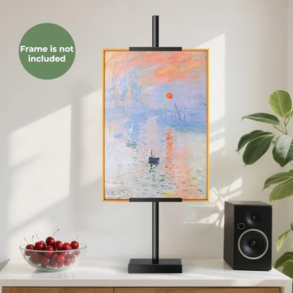 Rofio Adjustable Tabletop Easel, Picture Frame & Sign Display Stand, Black | Metal tabletop easel for frames, artwork, posters and signs up to 28.5 in; fits displays up to 1.26 in thick; nonslip base - color: Black