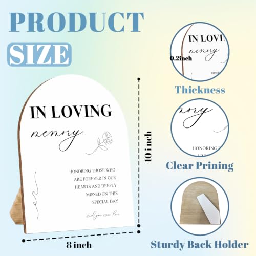 In Loving Memory Wedding Sign, White Arch Wooden Stand Sign 8x10 Inch - color: Memory