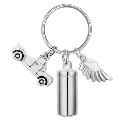 Gredstar Cremation Urn Keychain for Ashes, Cylinder Memorial Keepsake - color: Silver