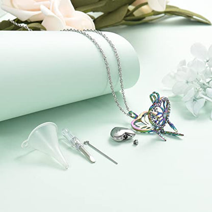 shajwo Dream Catcher Urn Necklace for Ashes - color: Rainbow-Silver
