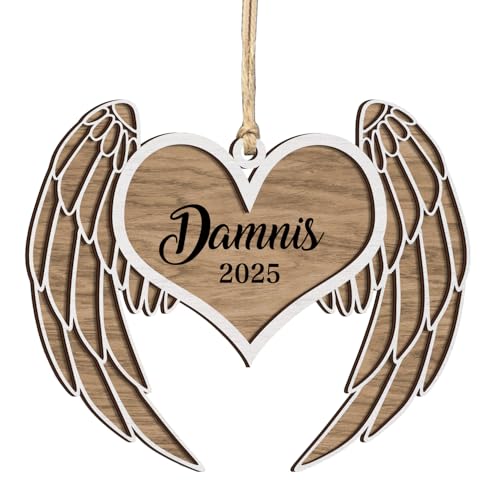 Personalized Family Memorial Ornament with Angel Wings Pet Custom Your Family's Name Or Message Lover Keepsake Loss of Lover Ones Christmas Tree Hanging Decor for Love Friends Family - color: Loss of Love Ones Wing Ornament - 1