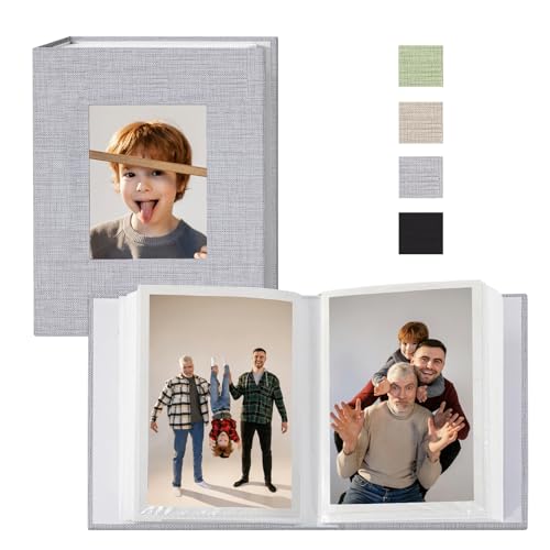 Photo Albums 4x6 Pictures, Polaroid Photos Album Book, Photo Book Small Linen Cover Photo Album, 50 Page Holds 100 Pictures, Photobook for Valentines Day, Anniversary, Vacations, Wedding Baby Grey - color: Grey