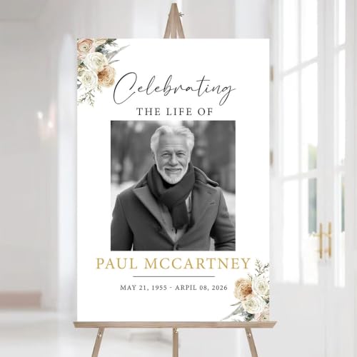 Personalized Funeral Welcome Sign with Photo for Celebration of Life #11 | Elegant Celebration Tribute Canvas Display, Celebration Tribute Board, Forever In Our Hearts Keepsake for Loved Ones - color: Version #11