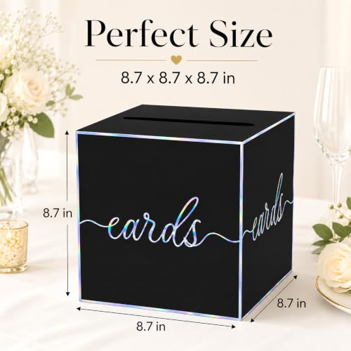 Black Iridescent Card Box for Birthday Parties, Graduation and Wedding - color: Black Iridescent