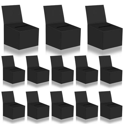 12 Pcs Raffle Boxes Cardboard Box with Slot for Ticket and Removable Header, 6.5 x 4.5 x 4.5 Inch Ballot Box Donation Box Charity Box for Collecting Business Card Voting Contest(Black, 12 PCS) - color: Black, size: 12 PCS