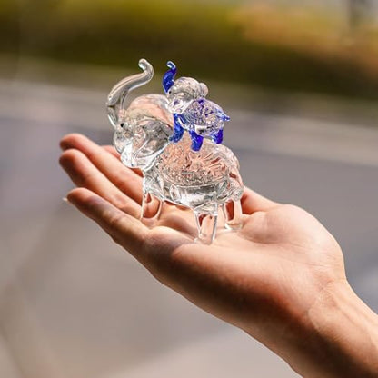 Crystal Elephant Figurines Glass Elephants Gifts for Women | Mom and Son Elephants Collectible, Home Office Tabletop Decor, Mother's Birthday Gifts, Glass Collectibles - style: mom-son(blue)