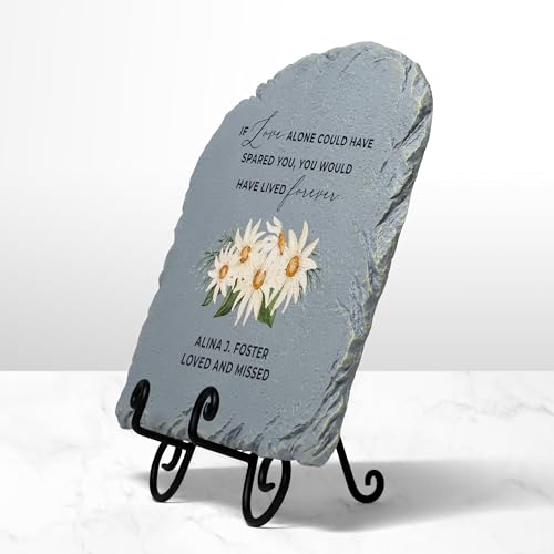 Let's Make Memories Personalized Memorial Garden Stone - Sympathy - Loss of Loved One - Grave Marker - Condolences - Indoor/Outdoor - Durable Resin - Radiant Tribute - style: Radiant Tribute