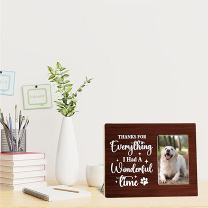 OTINGQD Dog Memorial Picture Frame,Memorial Sympathy Gifts for Loss of Dog,Thanks for Everything I Had a Wonderful Time Wooden Photo Frame for Tabletop Wall Display - style: Dog Memorial Gifts-5
