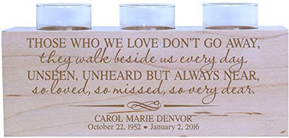 Personalized Memorial Sympathy Votive Funeral Candle Holder Cherry Wood Keepsake Gift Ideas for Loved One (10" Natural) - size: 10" Natural