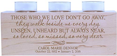 Personalized Memorial Sympathy Votive Funeral Candle Holder Cherry Wood Keepsake Gift Ideas for Loved One (10" Natural) - size: 10" Natural
