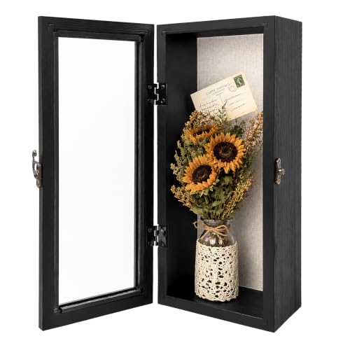 Muzilife 12.5x5 Rustic Shadow Box Pine Wood Picture Frame, 3.94 Deep, Black - color: Black, size: 12.5"x5"