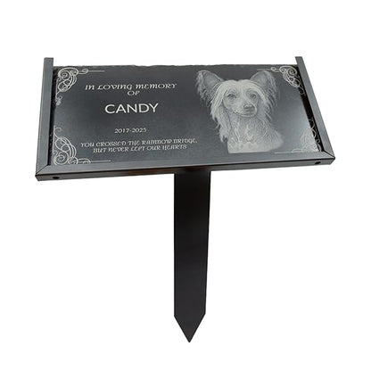 lemuria Memorial Stone Metal Grave Marker Stand for 12x6 Memorial Plaques Outdoor Stake Holder for Cemetery Garden Headstones Grave Marker Temporary Grave Plaque (12x6 Inches Stand)