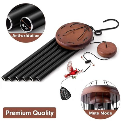 Memorial Wind Chimes for Loss of Mother, Sympathy Gifts for Loss of Mother - 36'' Red Cardinal Wind Chimes for Outside with Mute Option, Gift for Someone Who Lost Their Mom, in Memory of Mom
