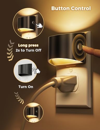L LOHAS LED Night Lights Plug into Wall 2 Pack, Dusk to Dawn Nightlight | Plug in Night Light with Brightness Adjustable, 3000K Soft White - color: Black