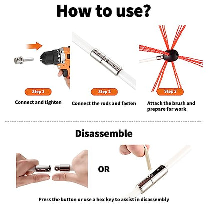 Bluesea 1 Piece Chimney Sweep Brush, Chimney Cleaning Kit Accessories with Hex Key and Adapter for Electric Drill, Durable Nylon Brush for Fireplace Flue Use. - size: Chimney Brush Head