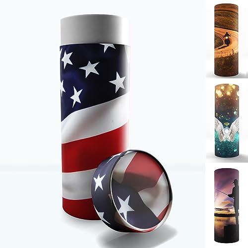 American Flag Men's Scattering Tubes for Human Ashes TSA Approved Scattering Urn and Eco-Friendly Biodegradable Urns for Human Ashes & Biodegradable Urn for Burial at Sea - color: American Flag, size: Large 12"x5"