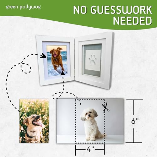 Green Pollywog Paw Print Hinged Photo Frame with Clay Print Kit - size: Clay Paw Print Kit + Frame