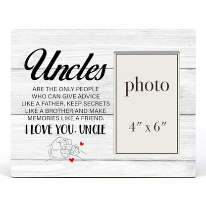 Uncle Wood Picture Frame Gift from Niece Nephew for Birthday, Christmas - color: Uncles