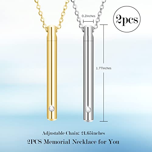 XIUDA Urn Necklace for Ashes Stainless Steel Cremation Necklace with Crystal Memorial Pendant Necklace - color: set-2-engraving