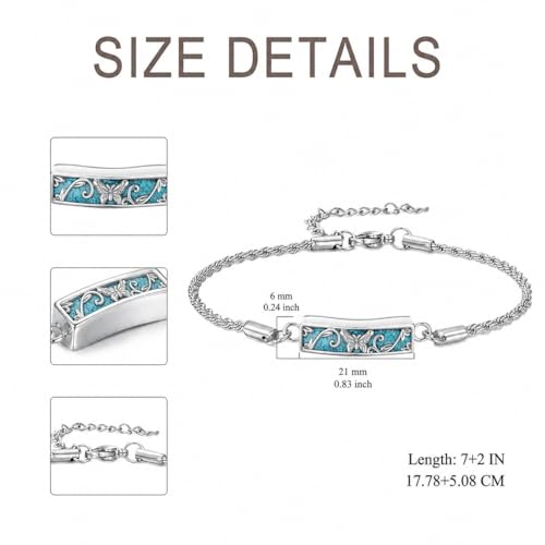 YYB Urn Bracelet for Ashes Hummingbird/Dragonfly/Butterfly/Sunflower Turquoise Locket Bracelet Cremation Memorial Jewelry Mothers Day Gifts for Women - color: Butterfly