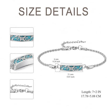 YYB Urn Bracelet for Ashes Hummingbird/Dragonfly/Butterfly/Sunflower Turquoise Locket Bracelet Cremation Memorial Jewelry Mothers Day Gifts for Women - color: Butterfly