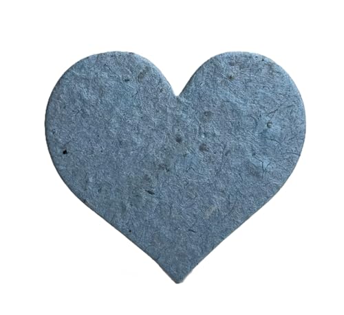 Of The Earth Handmade Paper - Wildflower Seed Paper Large Hearts - Recycled Flower Petals - Bulk Set of 100 (34s Blue Lotka) - color: 34s Blue Lotka