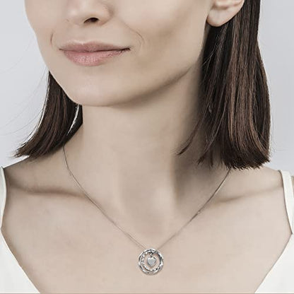 Sterling Silver Cremation Jewelry for Ashes Pendant Eternity Urn Necklace Keepsake Memorial Gifts You Are Always In My Heart I Love You Forever - color: White, style: Mom