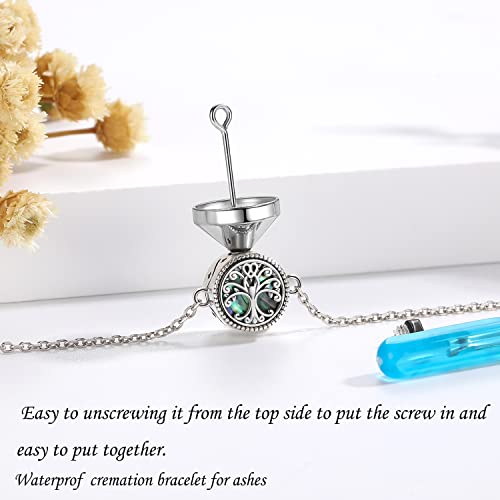 ZOEXUE Infinity/Tree of Life/Rose/Angel Wings/Heart Urn Bracelet for Ashes 925 Sterling Silver Cremation Bracelet for Ashes Keepsake Ashes Urns Jewelry Women Loved Ones - style: Tree of life urn bracelet
