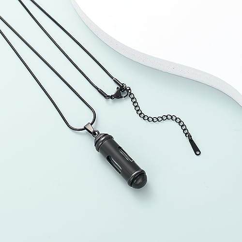 Imrsanl Glass Hourglass Urn Necklace Cremation Jewelry for Ashes - color: 1-Black
