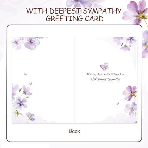 HOWAF Sympathy Card Greeting Cards, Sympathy Cards Thinking of You Cards, Sympathy Gifts, Bereavement Gifts, in Memory of Loved One Gifts, Condolences Card with Memorial Keyring for Memorial Gift