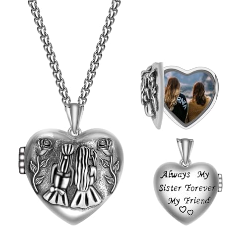 925 Sterling Silver Pictures Locket Necklace for Women Men - color: Black plated 3