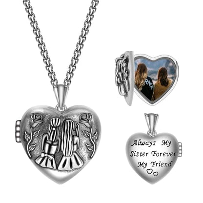 925 Sterling Silver Pictures Locket Necklace for Women Men - color: Black plated 3
