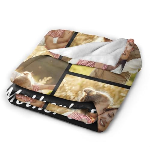 Custom Halloween Blanket Gift for Kid Boy Girl, Personalized 4 Photo Blanket, HD Printing Customized Flannel Throw Blanket Gifts for Mom Dad Couple Girlfriend Boyfriend Wife Husband - color: 4-photo-text