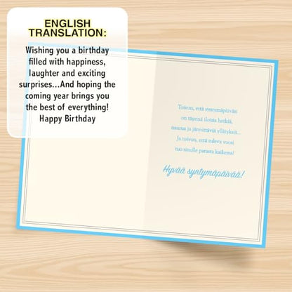 Designer Greetings Finnish Language Happy Birthday Cards 6 Pack | Boxed Card Set, Matching Envelopes - style: 6 PK Finnish Birthday - Blue & Green
