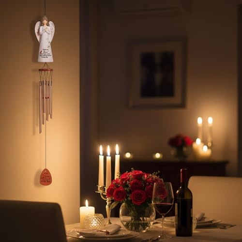 Angel Memorial Wind Chimes, Memorial Sympathy Wind Chime Gifts for Loss of Loved One, Healing Gifts for Grieving Friend or Family, in Memory of Mother Father Brother Sister