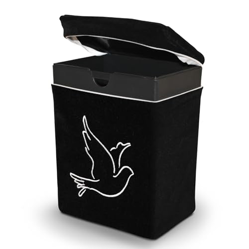 Velvet Urn Bag with TSA Approved Cremation Container | Holds Cremated Ashes of Human Adult | For Use in a Niche or Ground Burial | Fits the Crowne Burial Urn Vault (Black with Dove) - color: Black With Dove