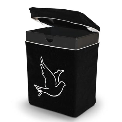 Velvet Urn Bag with TSA Approved Cremation Container | Holds Cremated Ashes of Human Adult | For Use in a Niche or Ground Burial | Fits the Crowne Burial Urn Vault (Black with Dove) - color: Black With Dove