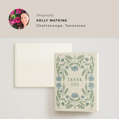 Minted Thank You Cards Pack, Set of 10 Folded Thank You Cards with Envelopes, Blank Card, Botanical Floral Design, Luxurious Paper, Designed by Independent Artists, Wedding, Baby Gifts & Bridal Shower - color: Botanical Floral